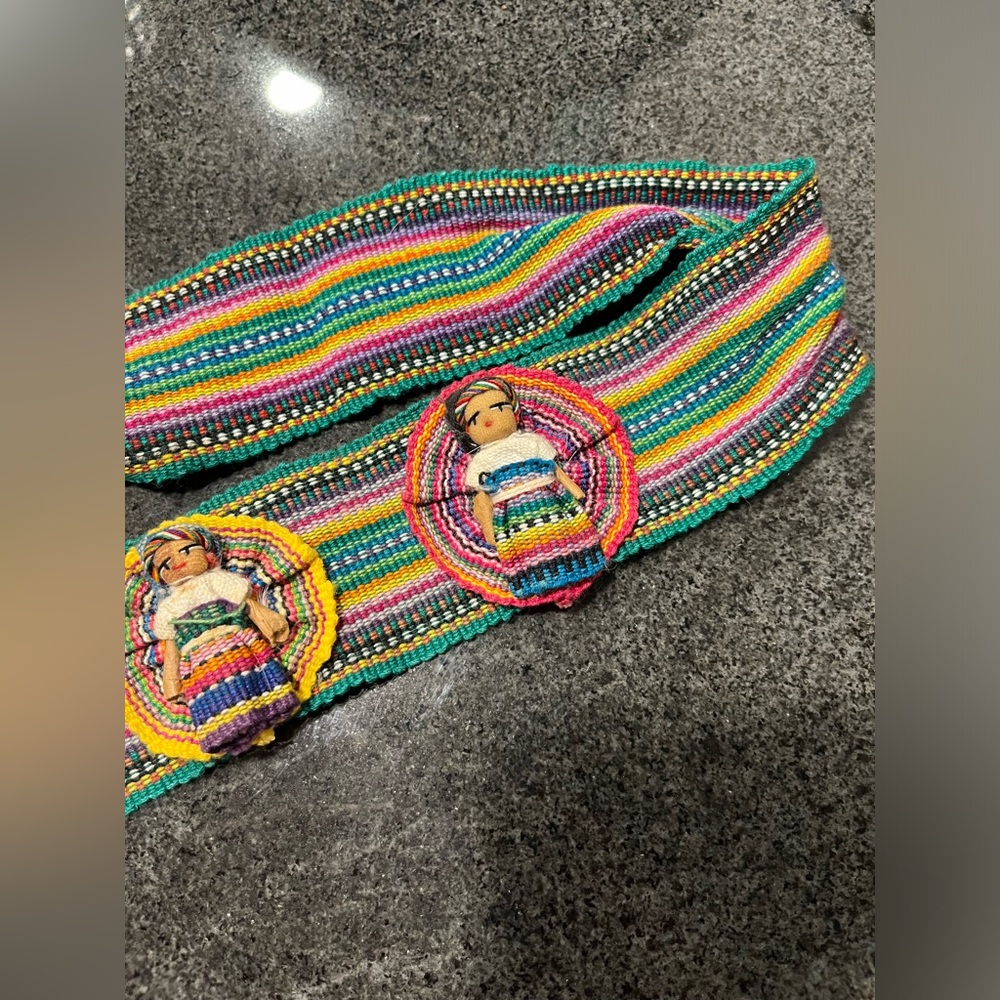 Vintage Traditional Striped Belt Strap Textile Mayan Guatemala Worry Dolls - Picture 9 of 12